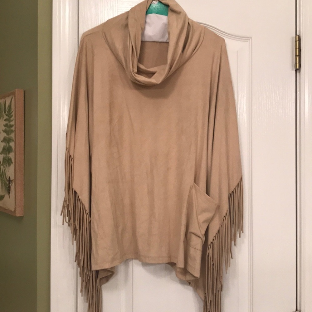 Tan suede poncho